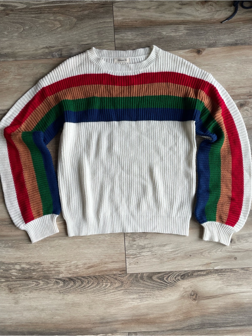 Rainbow balloon sleeve sweater